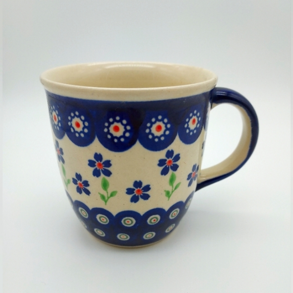 Floral Patterned Ceramic Polish Pottery Mug
